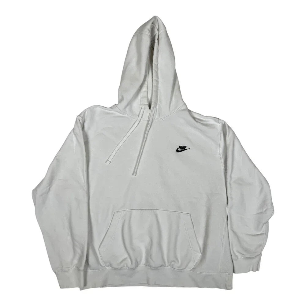 Vintage Nike White Pullover Hoodie Sweatshirt Size XL Y2K Embroidered Swoosh